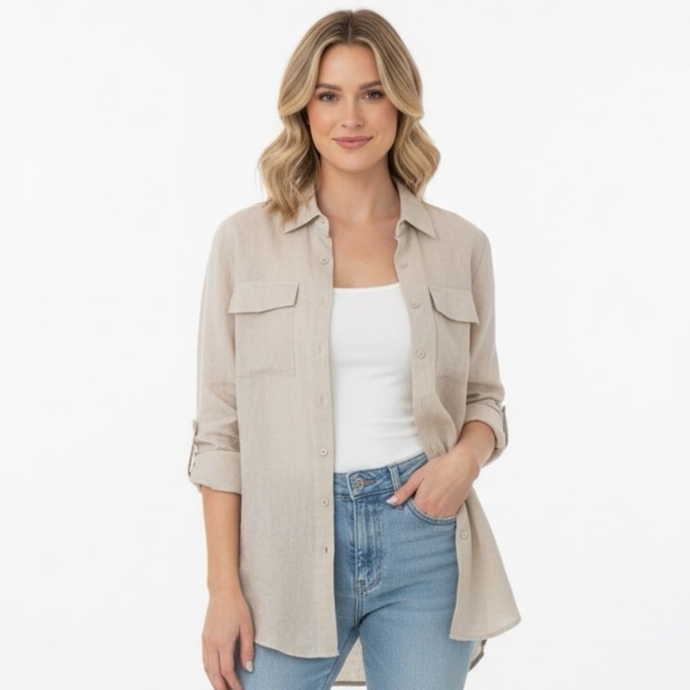 WORTH linen button down top size XP